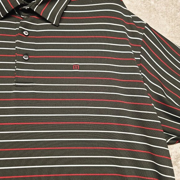 Travis Mathew Polo Shirt Mens XL Black Striped Golf Performance Short Sleeve - Picture 4 of 14